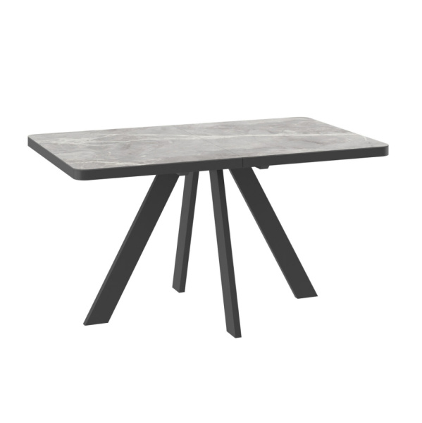 Стол BOBY RADIAL-120, раздвижной 120(160)х80, STONE GREY ST CER/ЧЕРНЫЙ